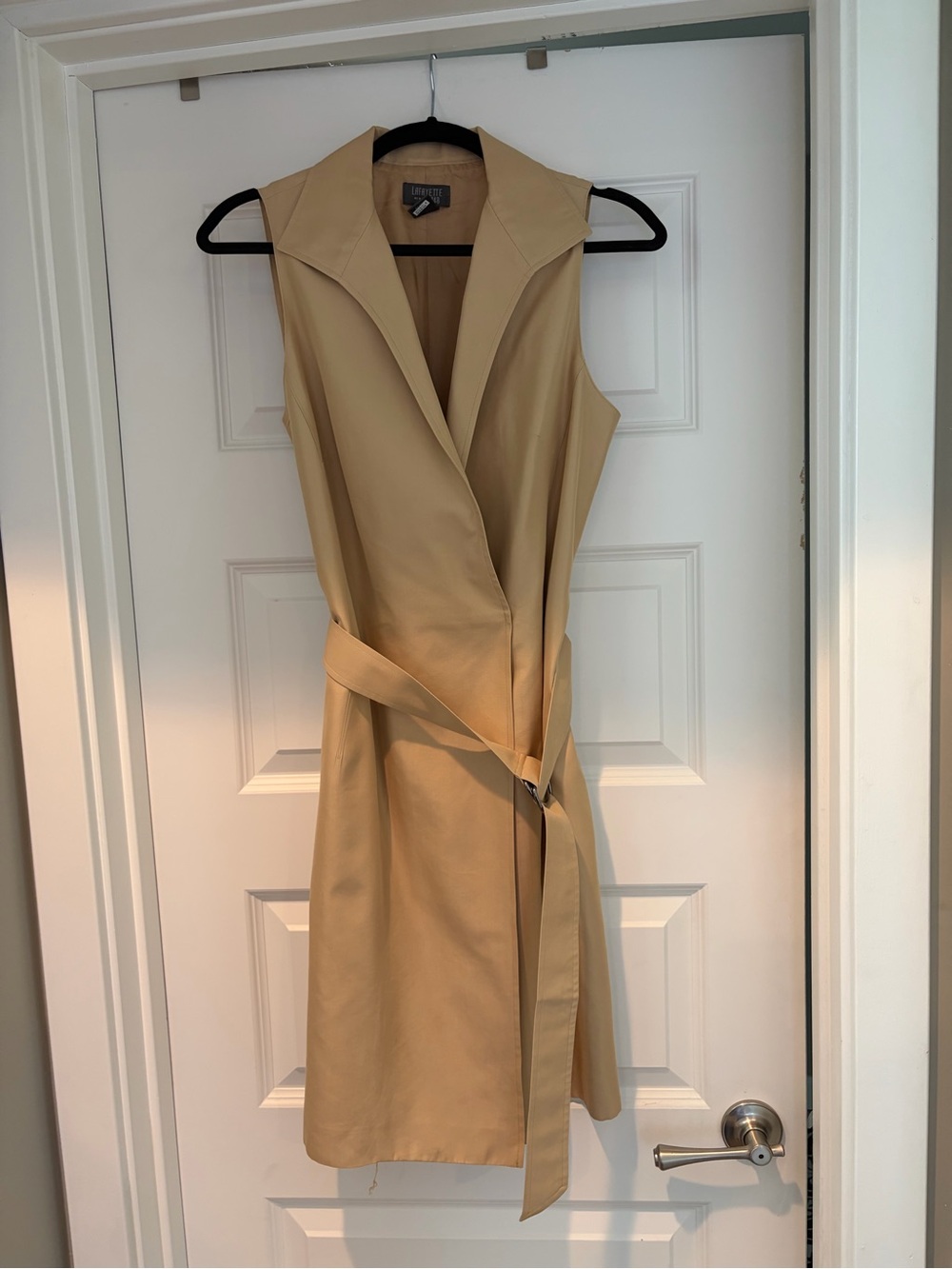Lafayette 148 Cotton/Silk Sleeveless Beige Wrap Dress with Belt